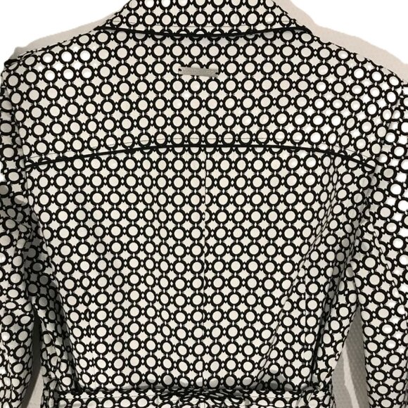 London Fog 3/4 Length Trench Coat Black/White - Belted - Size M - Picture 4 of 9